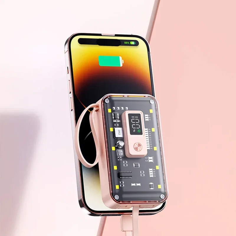 Transparent Mini Power Bank Kit Portable Fast Charging For21700 DIY Kit And Has Future Shape Is violet Battery not Included
