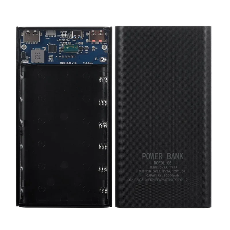 Y01A18650 Battery Power Bank Box 22.5W Fast Charging LCD Display 20000MAh Power Board for 6X18650 Battery Powerbank Case(A)