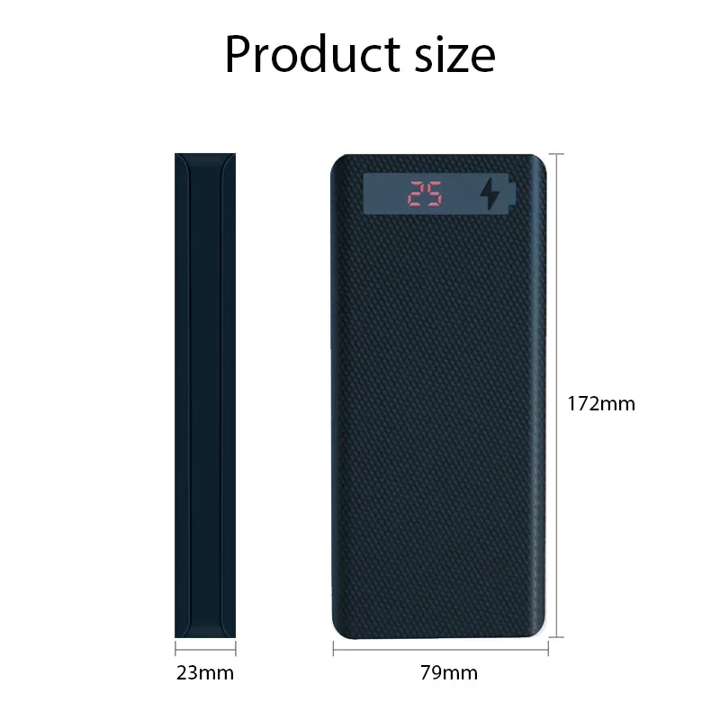 20000mAh 5V PowerBank Shell With 2 USB 1 Type C 1 Micro USB Charge Support 8 Battery 18650 model Storage Box Detachable Cases