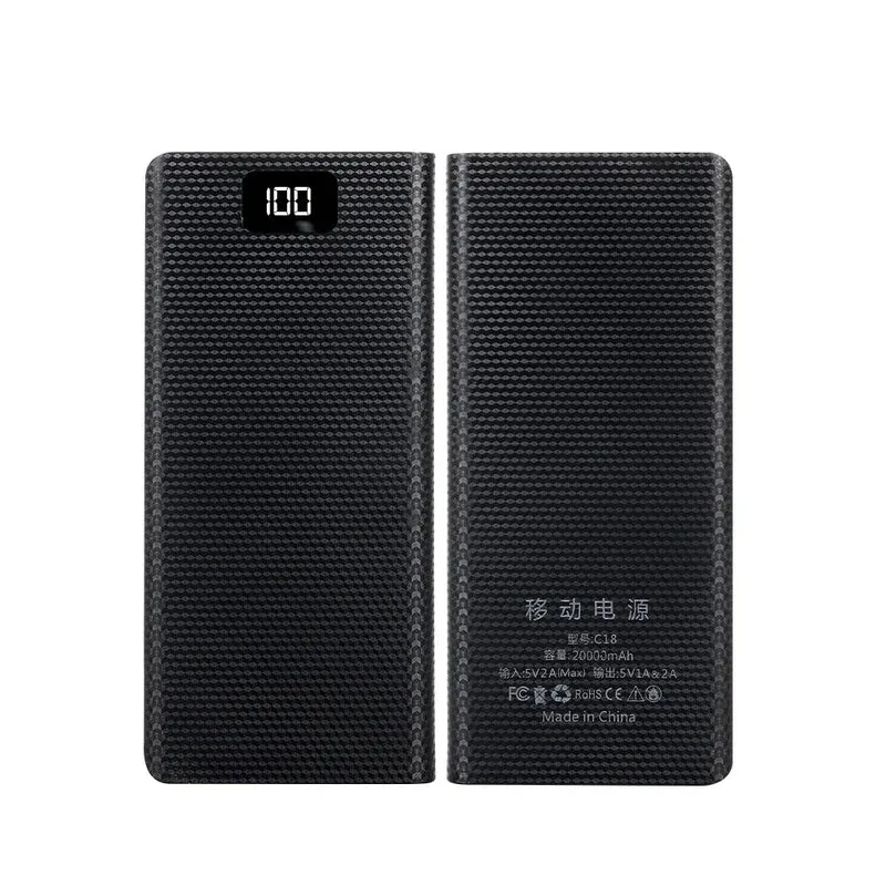 Fast Charging 18650 Power Bank 20000mAh USB Type C 5V Cases Battery Charge Storage Box Without Battery For iPhone Xiaomi Huawei