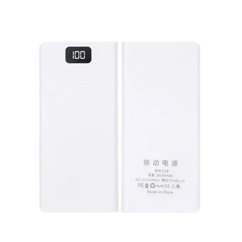 Fast Charging 18650 Power Bank 20000mAh USB Type C 5V Cases Battery Charge Storage Box Without Battery For iPhone Xiaomi Huawei