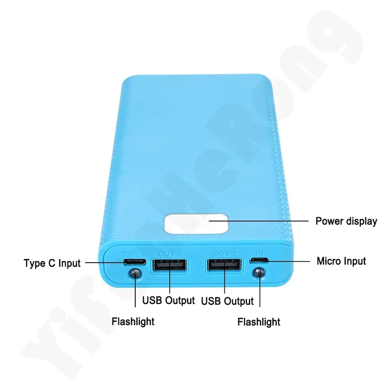 Fast Charging 18650 Power Bank 20000mAh USB Type C 5V Cases Battery Charge Storage Box Without Battery For iPhone Xiaomi Huawei