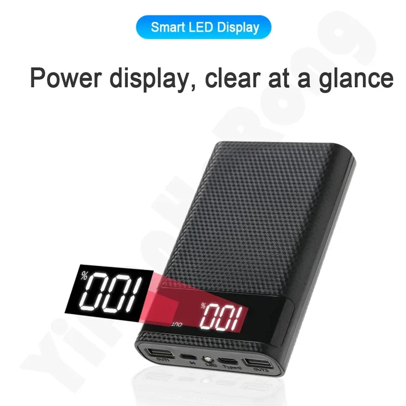 Fast Charging 18650 Power Bank 20000mAh USB Type C 5V Cases Battery Charge Storage Box Without Battery For iPhone Xiaomi Huawei
