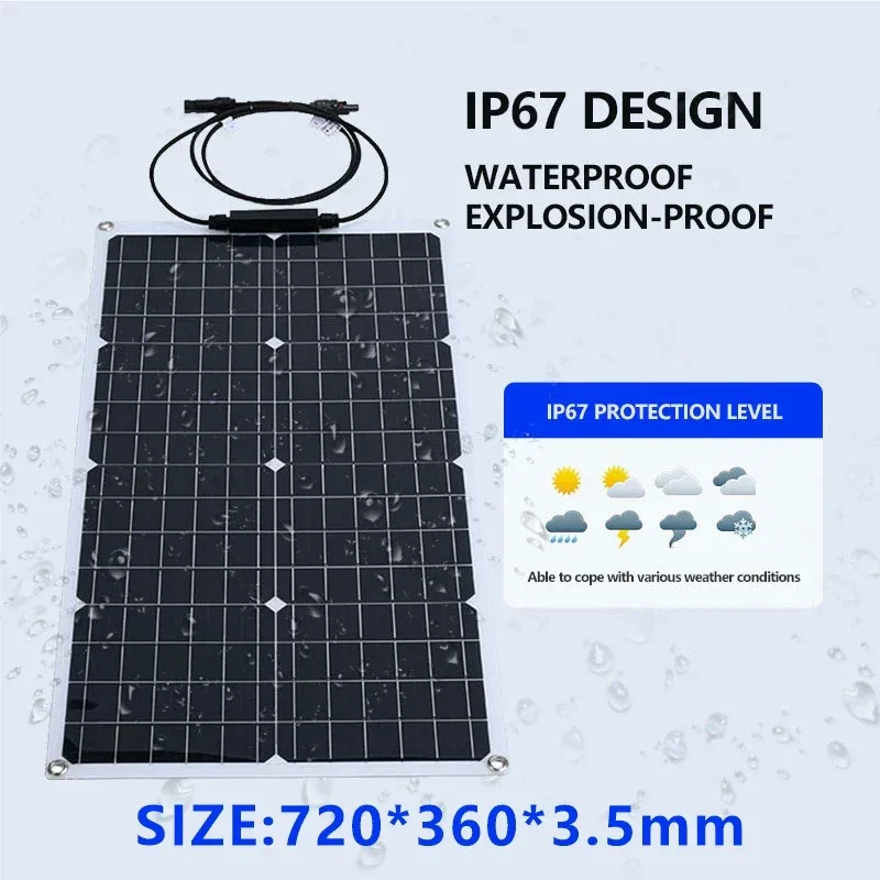 110V220V 6000W Flexible Solar Panel System Kit 12V Battery Charger Controller Inverter Complete For Home Outdoor Capming