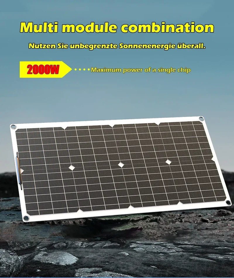 110V220V 6000W Flexible Solar Panel System Kit 12V Battery Charger Controller Inverter Complete For Home Outdoor Capming