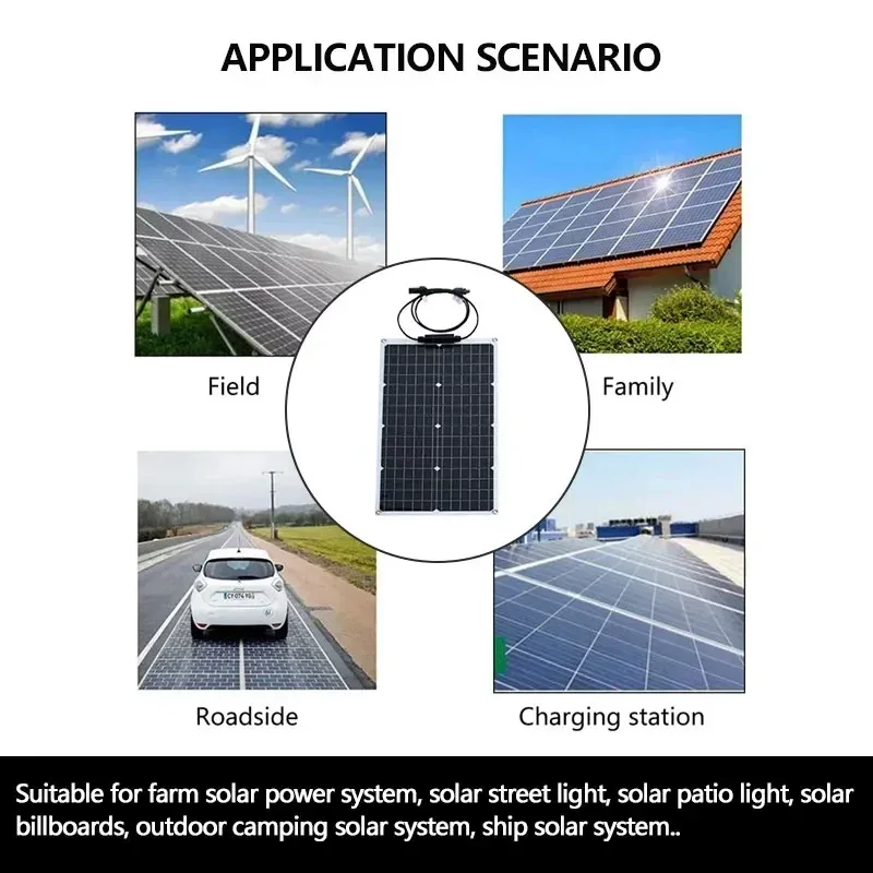 110V220V 6000W Flexible Solar Panel System Kit 12V Battery Charger Controller Inverter Complete For Home Outdoor Capming