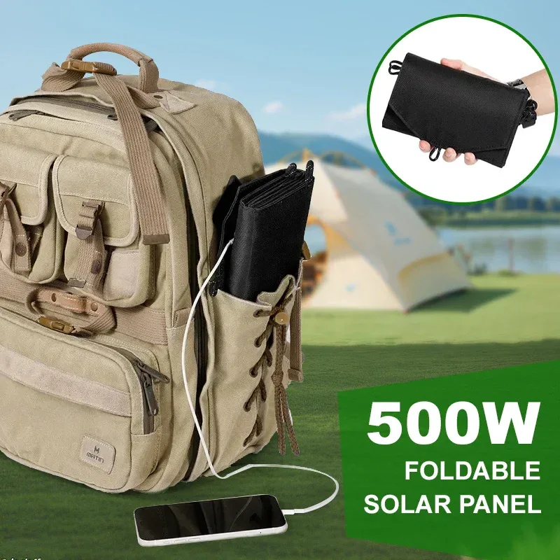 Foldable Solar Panel 500W Portable Solar Panels Fast Charger USB 5V DC Full Power Solar Panel Mobile Power Bank For Camping