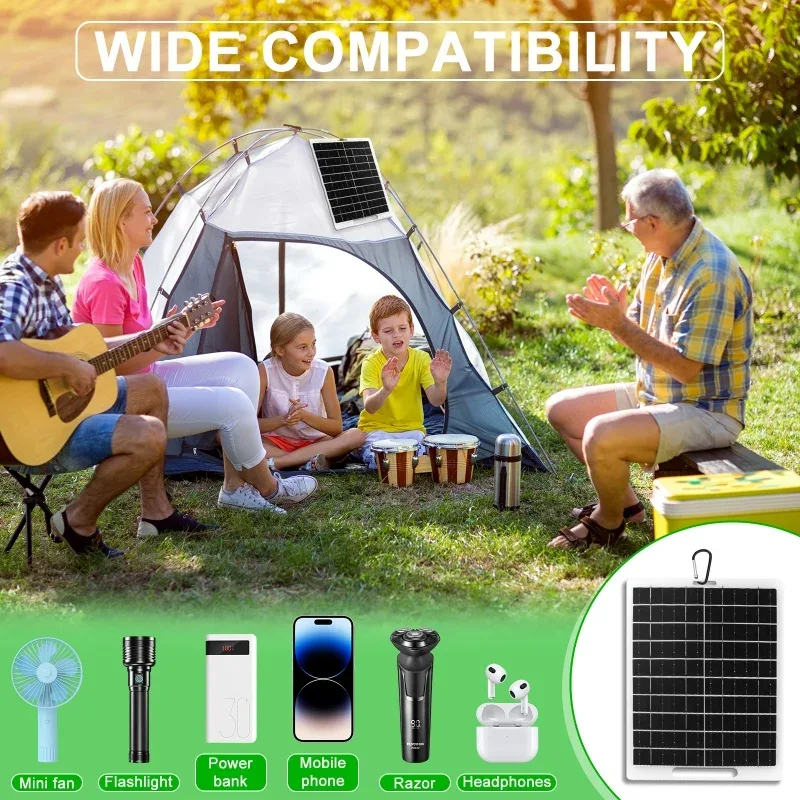 Solar Panel 10W With USB Waterproof Outdoor Hiking And Camping Portable Battery Mobile Phone Charging Bank Charging Panel 6V