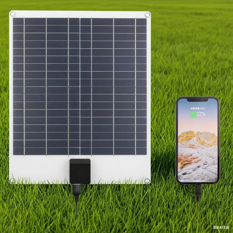 Solar Panel 20W-100W USB Type-C Waterproof Outdoor Hiking Camping Portable Battery Mobile Phone Charging Bank Charging Panel 5V