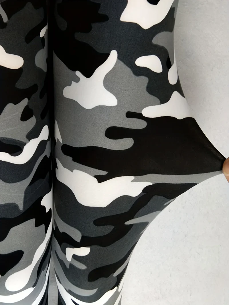 Camouflage Gray-Green Women's Casual Leggings, Cropped Length