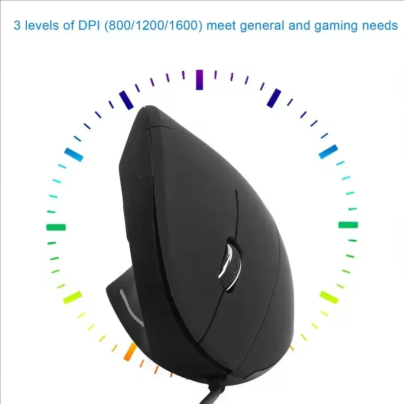 Ergonomic Vertical Wired Mouse Rechargeable Optical USB Computer Mice 1600DPI Gaming Healthy Mice
