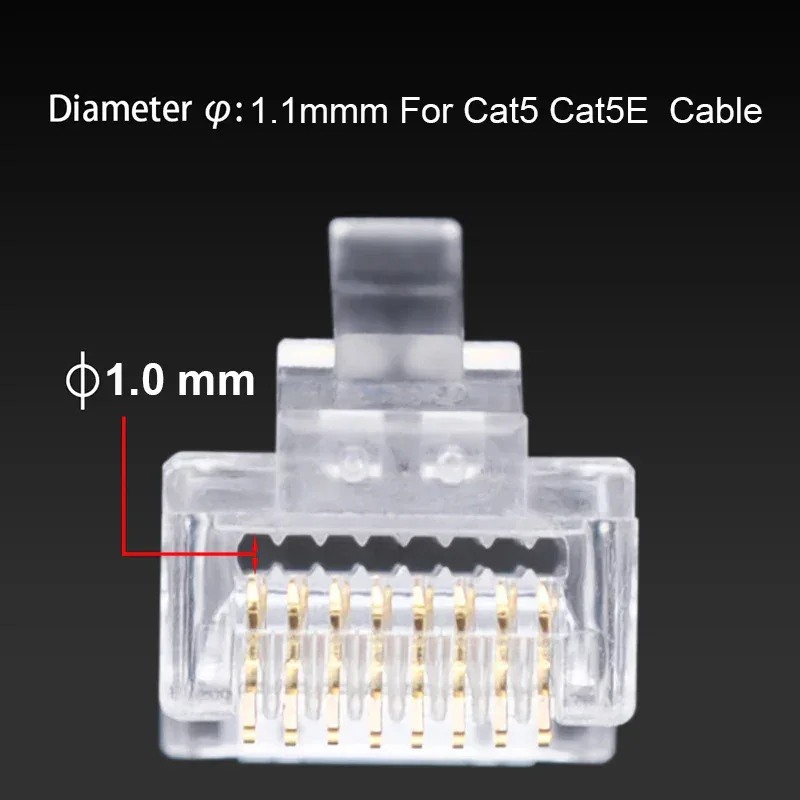 OULLX 6U RJ45 Connector Cat6 Jack FTP Gold Plated Pass Through Ethernet Cables Network RJ-45 Plug Cat5 Cat5e STP Shielded