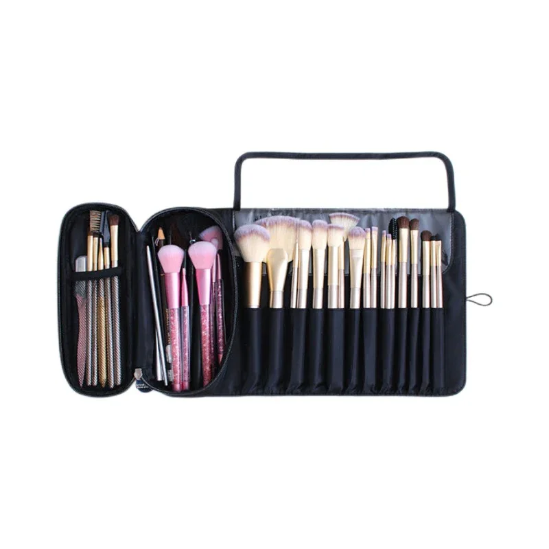 Large Capacity Makeup Brush Organizer Bag - Multi-Functional Korean Style Portable Cosmetic Pouch for Students