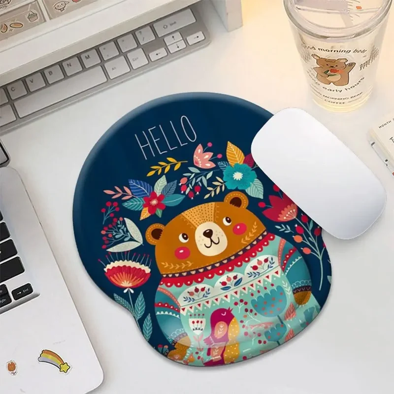 Gift Leopard Mouse Pad Ergonomic Gel Wrist Support Grey Non-Slip Base Wrist Rest Pad Typing and Pain Relief