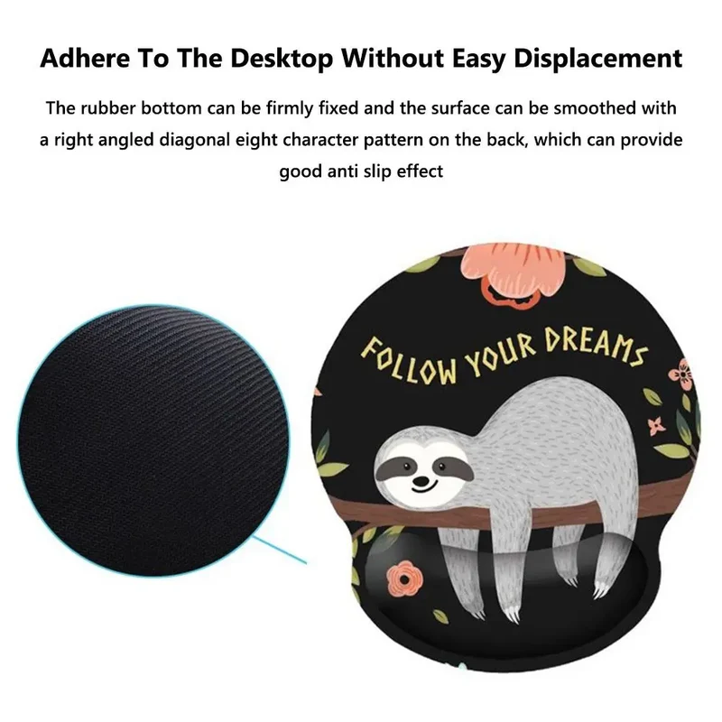 Gift Leopard Mouse Pad Ergonomic Gel Wrist Support Grey Non-Slip Base Wrist Rest Pad Typing and Pain Relief