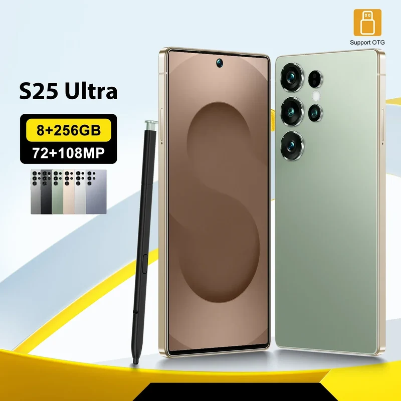 S-Pen Android Phone S25 Ultra Smartphone 7 inch 8+256gb Telephone Fast Charging Unlock 4G WIFI S25 Mobile Phone