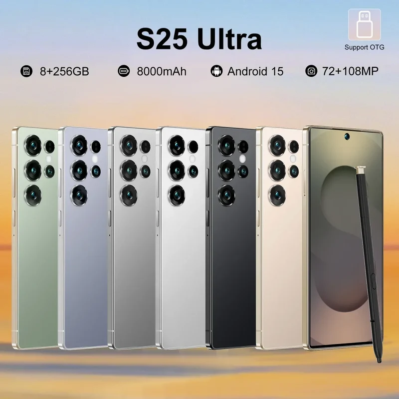 S-Pen Android Phone S25 Ultra Smartphone 7 inch 8+256gb Telephone Fast Charging Unlock 4G WIFI S25 Mobile Phone
