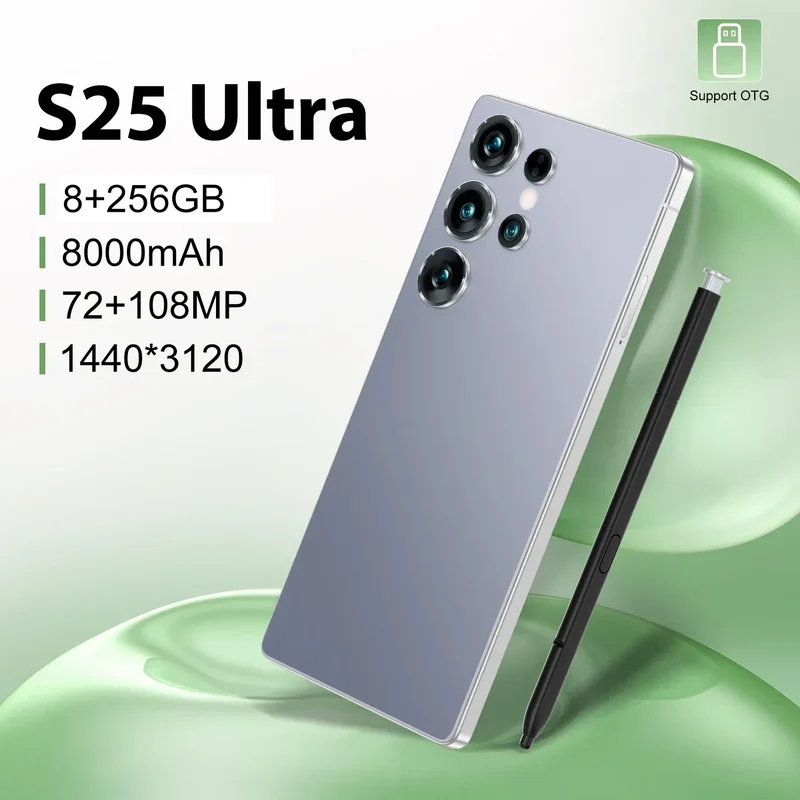 S-Pen Android Phone S25 Ultra Smartphone 7 inch 8+256gb Telephone Fast Charging Unlock 4G WIFI S25 Mobile Phone