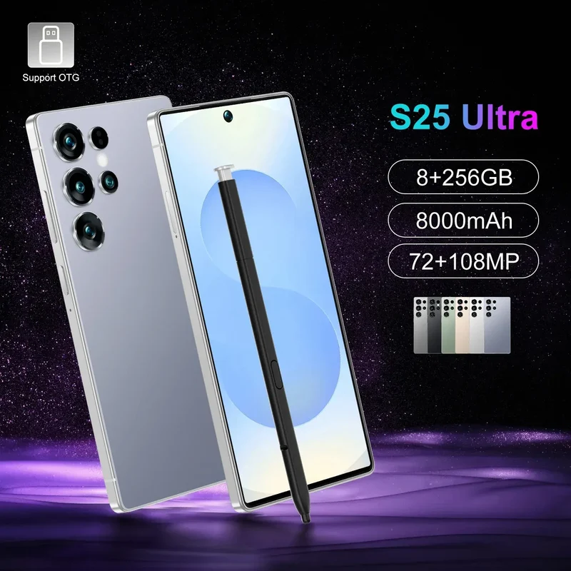 S-Pen Android Phone S25 Ultra Smartphone 7 inch 8+256gb Telephone Fast Charging Unlock 4G WIFI S25 Mobile Phone