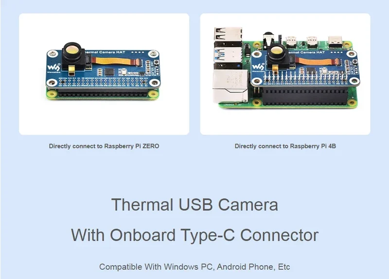 Long-wave IR Thermal Imaging Camera Module, Raspberry Pi IR Camera, 80×62 Pixels, Options for FOV and Connector