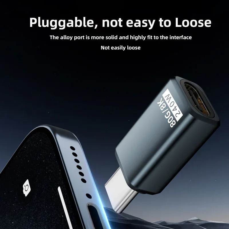 PD240W 80Gbps USB C Adapter Type C Female to Male Adapter Extender 8K@60Hz Fast Charging Converter for iPhone Xiaomi Macbook