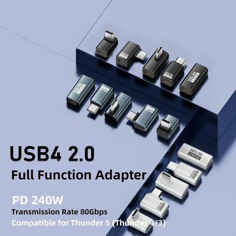 PD240W 80Gbps USB C Adapter Type C Female to Male Adapter Extender 8K@60Hz Fast Charging Converter for iPhone Xiaomi Macbook