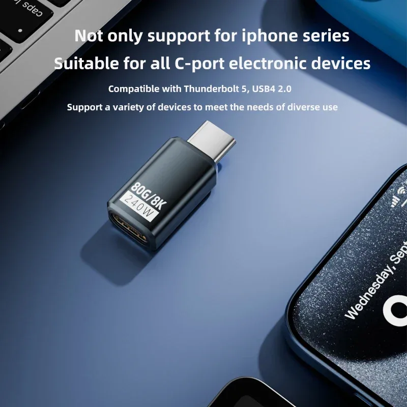 PD240W 80Gbps USB C Adapter Type C Female to Male Adapter Extender 8K@60Hz Fast Charging Converter for iPhone Xiaomi Macbook