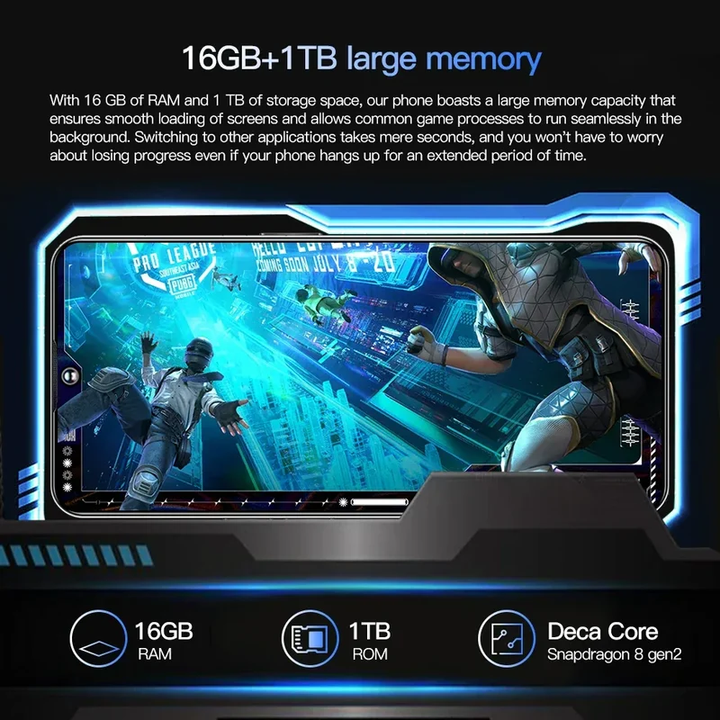 New Product 7.3 Inch 16GB+1TB 6800 MAh 5G Smartphone t Echno Phone Original Povo 5 Pro Mobile Phone Android 13.0 Telephone
