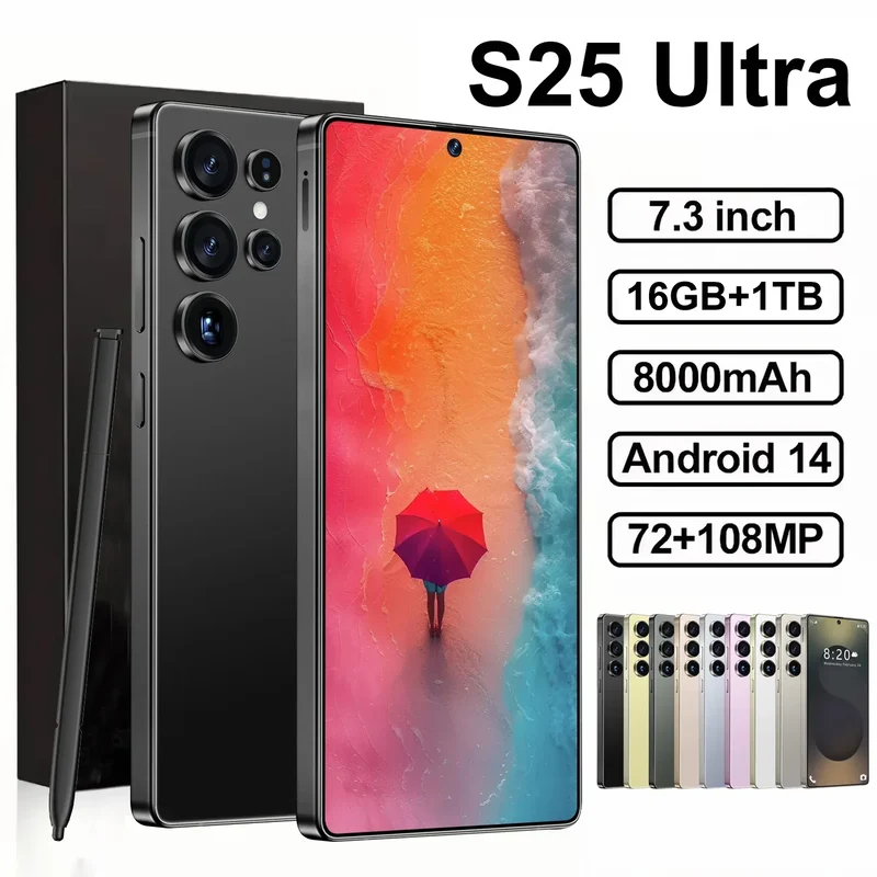 Hot Selling Original S25 Ultra Smartphone 16GB+1TB Unlocked 4K Screen Resolution 108MP Low Price Celulares Wholesale Telephone