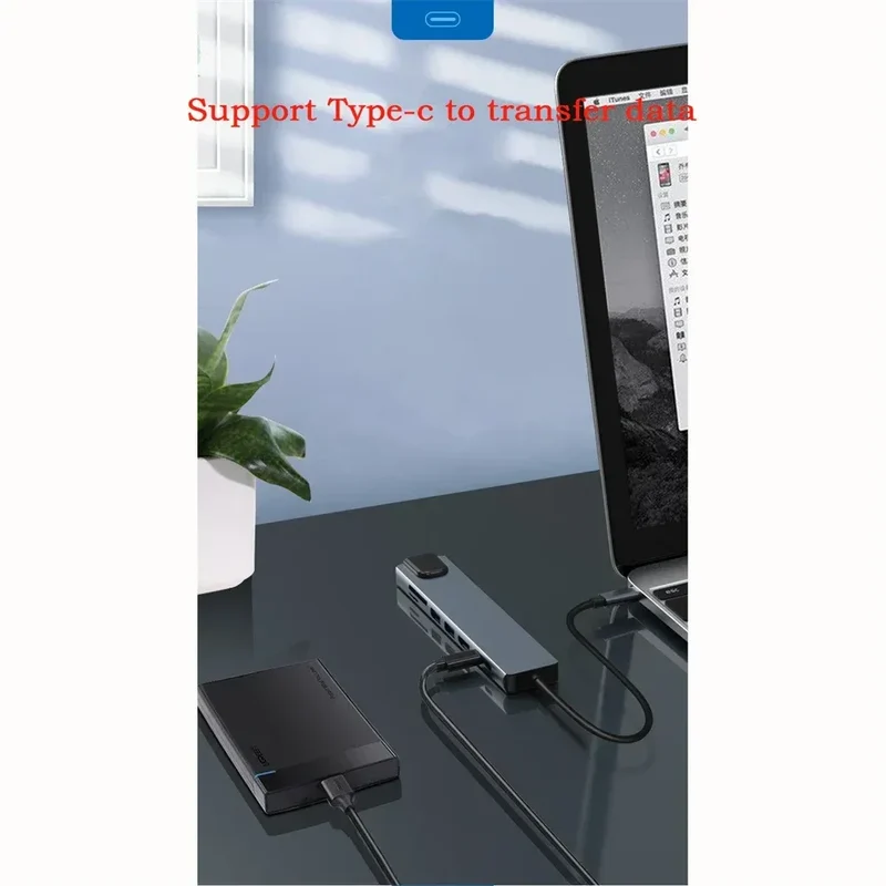 8 In 1 USB C Hub with RJ45 SD/TF Card Reader Type C 3.1 To 4K HD Adapter PD Fast Charge for MacBook Notebook Laptop Computer