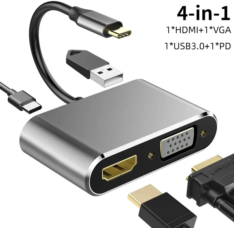4 IN 1 USB C HUB Docking Station 4K@60Hz HDMI-compatible Adapter Type C to HDMI PD100W USB 3.0 HUB USB C Splitter for Macbook