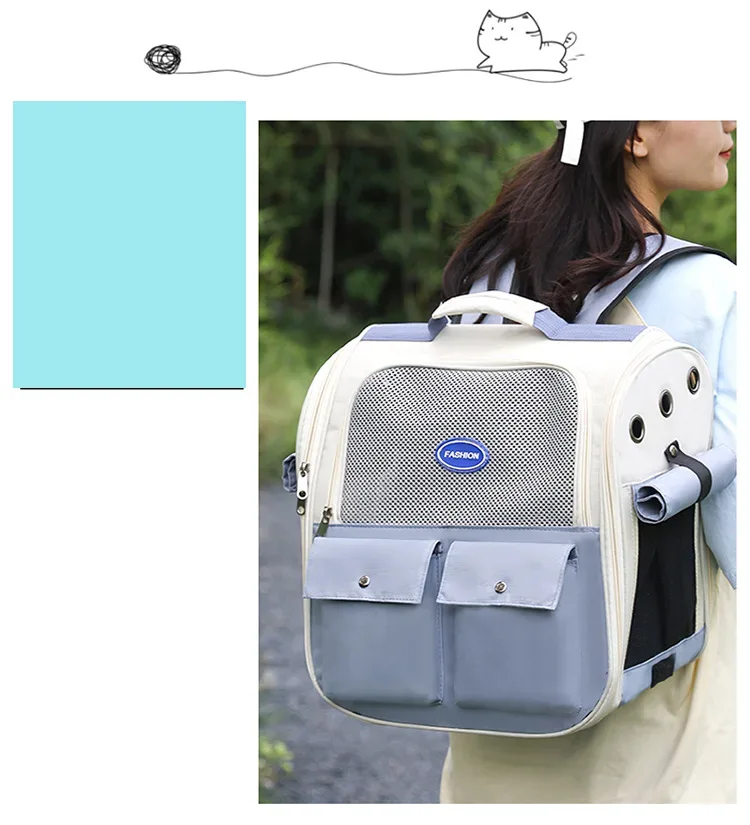 Pet Backpack Outdoor Large Cat Backpack Cat Transporter Breathable Foldable Carrying Bag Backpack Cat And Small Dog Supplies