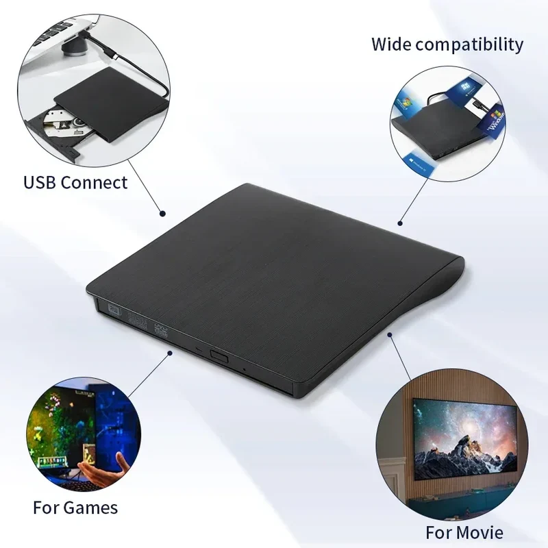 DVD Recorder Portable USB 3.0 Ultra-thin External DVD RW CD Writer Drive Reader Player Optical Drives For Laptop PC DVD Burner