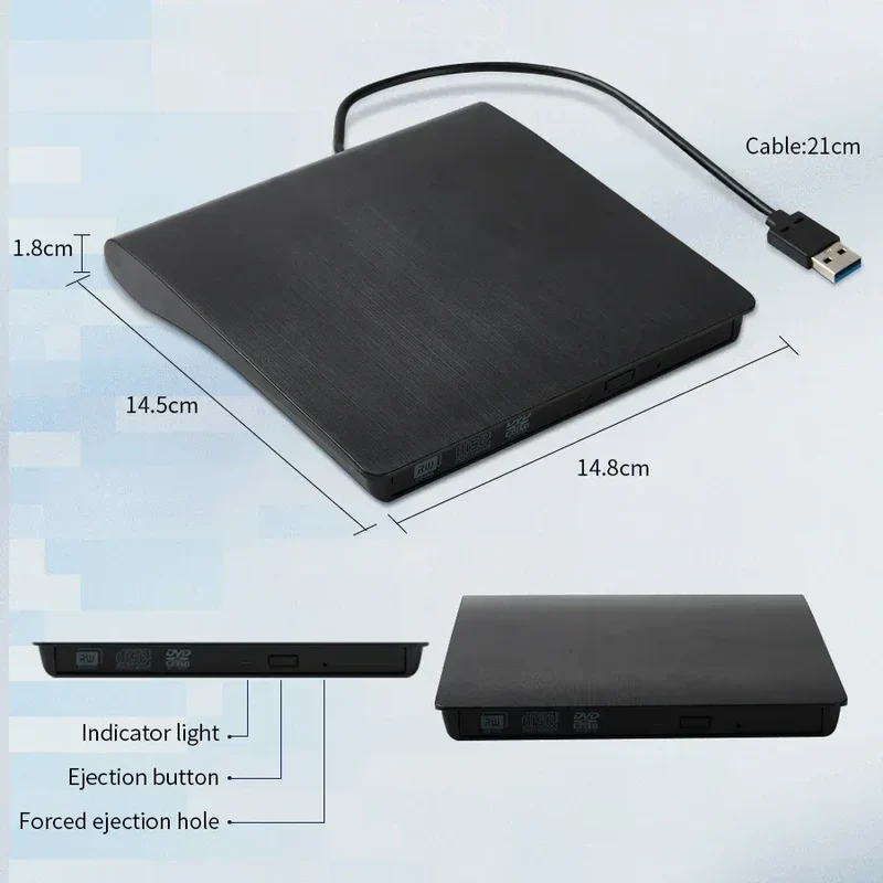 DVD Recorder Portable USB 3.0 Ultra-thin External DVD RW CD Writer Drive Reader Player Optical Drives For Laptop PC DVD Burner