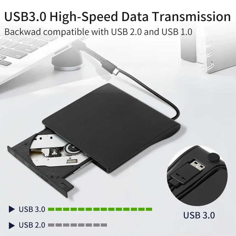 DVD Recorder Portable USB 3.0 Ultra-thin External DVD RW CD Writer Drive Reader Player Optical Drives For Laptop PC DVD Burner