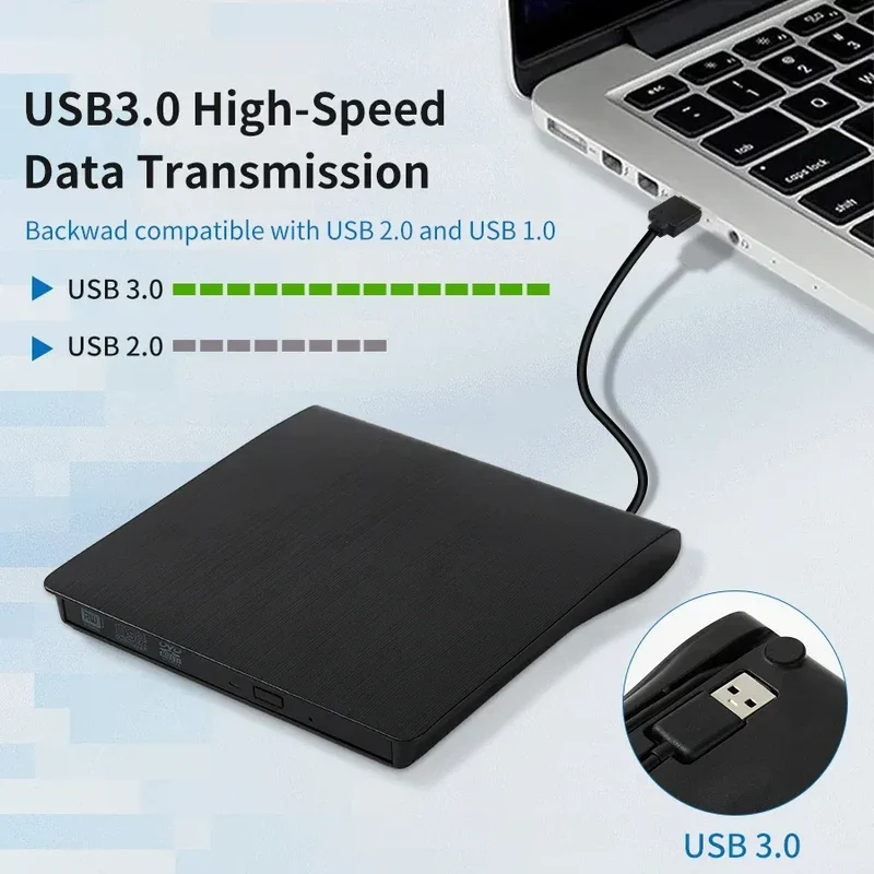 DVD Recorder Portable USB 3.0 Ultra-thin External DVD RW CD Writer Drive Reader Player Optical Drives For Laptop PC DVD Burner