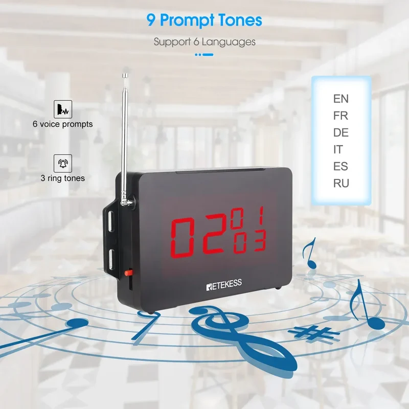 RETEKESS TD163 Restaurant Wireless Calling Pager System Host Voice Reporting Broadcast Display Receiver For Cafe Bar Club Hotel