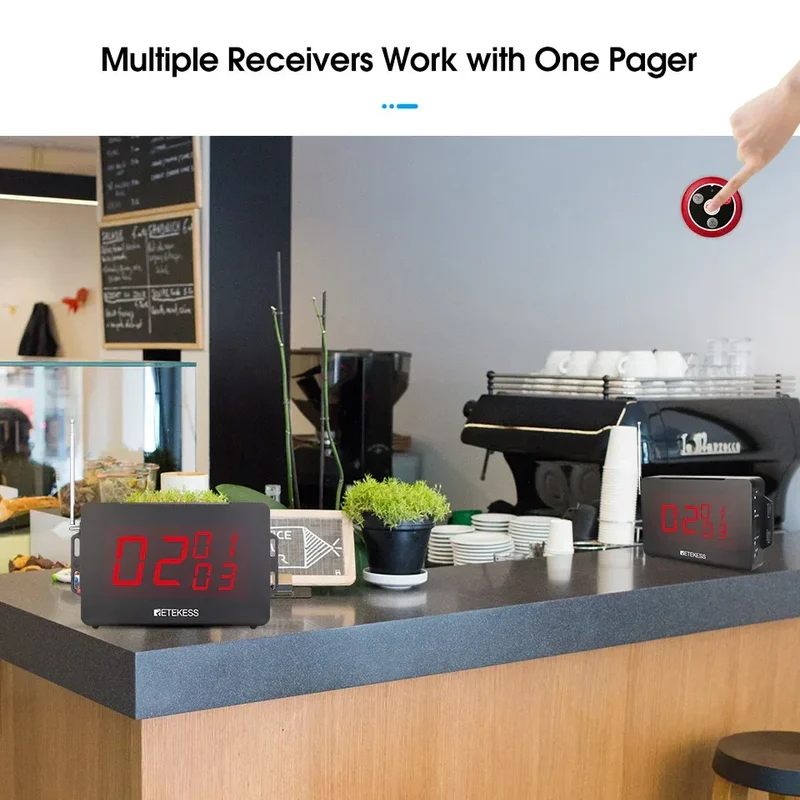 RETEKESS TD163 Restaurant Wireless Calling Pager System Host Voice Reporting Broadcast Display Receiver For Cafe Bar Club Hotel