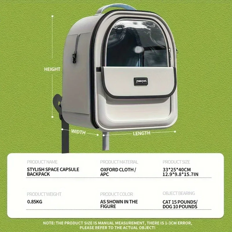 Pet Carrier Backpack, Going Out Large Cat Backpack Transparent Space Capsule Breathable Portable Bag Backpack Cat Dog Supplies