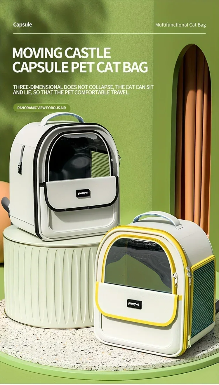 Pet Carrier Backpack, Going Out Large Cat Backpack Transparent Space Capsule Breathable Portable Bag Backpack Cat Dog Supplies