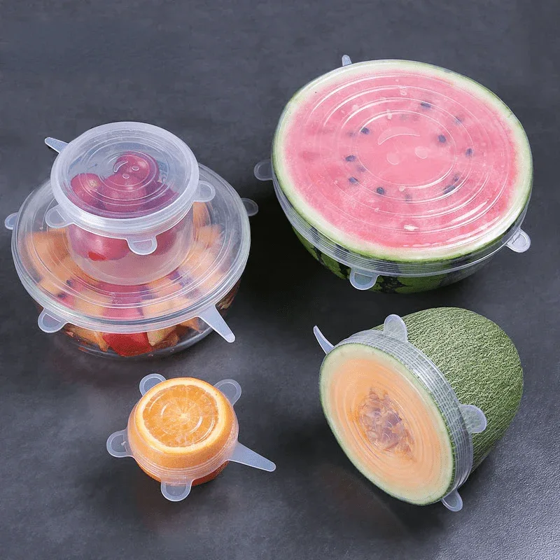 6pcs Reusable Silicone Lid Lids Compatible for Bowls, Plates, Pots & Pans - Multi-Size Dishwasher & Fridge Safe Food Storage Covers, Durable -Fit Lid Fits Most Containers