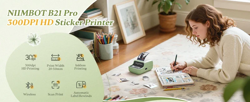 Niimbot B21 B21PRO Mini Adhesive Label Printer Wireless Portable Thermal inkless Maker Photo Barcode PriceTag Sticker 200 300dpi