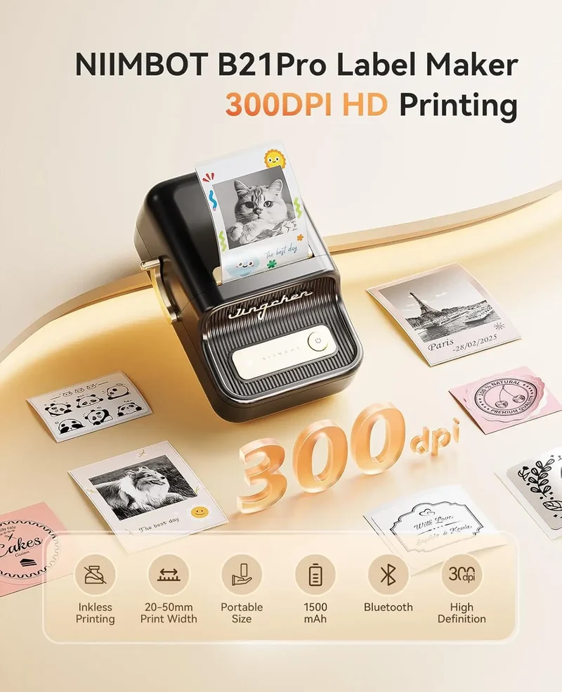 Niimbot B21 B21PRO Mini Adhesive Label Printer Wireless Portable Thermal inkless Maker Photo Barcode PriceTag Sticker 200 300dpi