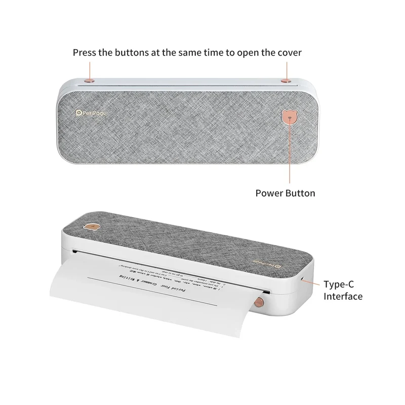 PeriPage A40 A4 Paper Printer Direct Thermal Transfer Wirless Mobile Photo Printer USB BT Connection For 2''/3''/4'' Paper Width