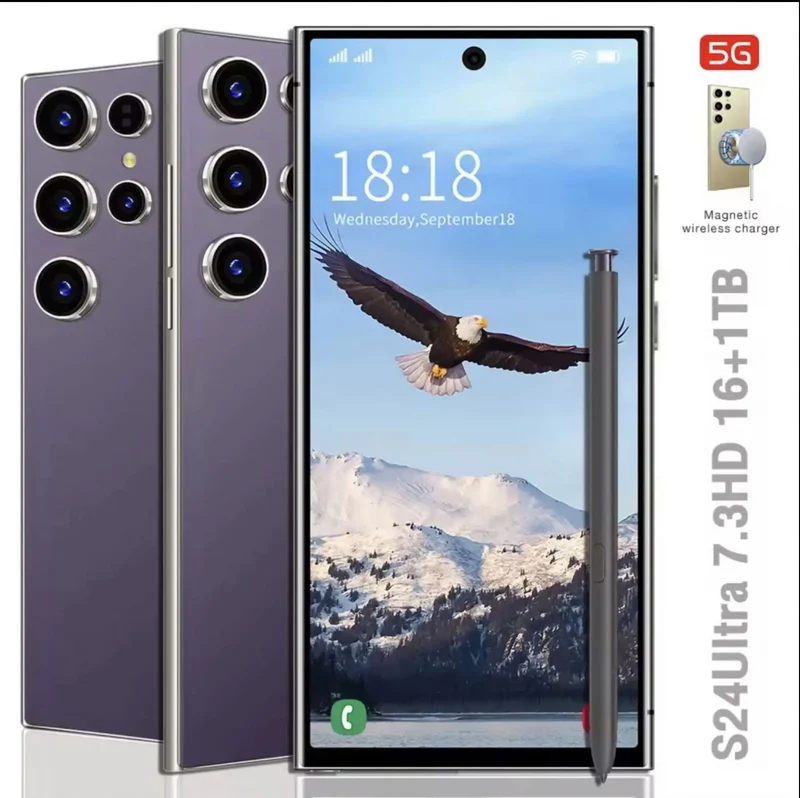 Smartphone7.3inch Unlocked Dual Card 5G Smartphone Android Mobile Phones Telephone Wholesale Original S24 Ultra 16G+512GB S21 5g