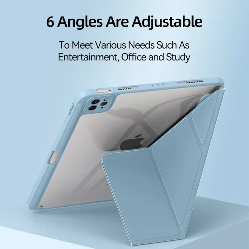For iPad Case 2024 Air 11 13 M2 Pro 11 13 for 10 Gen Pro 10.5 10.2 9th 8th 6th 5th 9.7 Mini 6 Acrylic Smart Case with Pen Holder