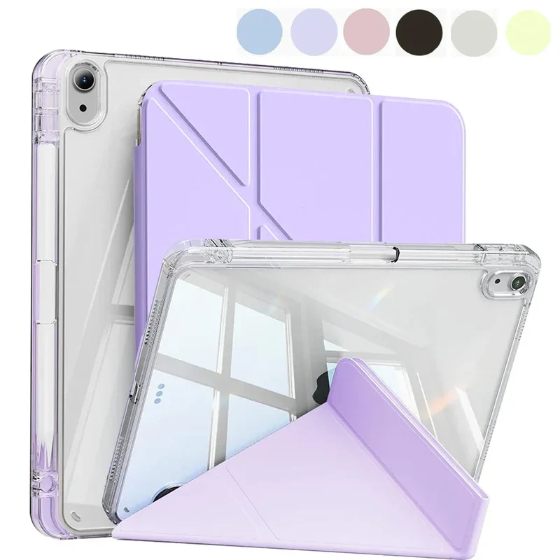 Case for iPad 5th 6th 7th 8th 9th 10th 11th Air 4 5 6 7 Mini 6 7 Case with Pencil Holder, Mutil Angles Folding Y-Shaped Stand Co