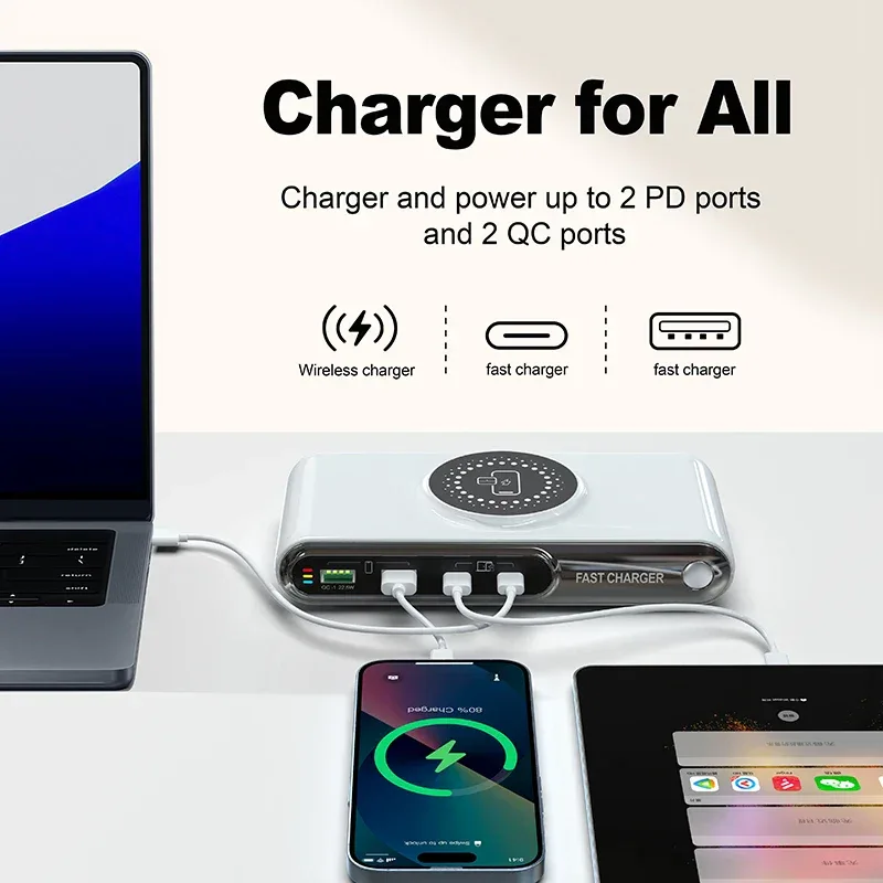 New 72W Multifunction Charger Wireless Charger 4-Port PD+QC USB Type-C Quick Charger Home Travel Office Convenient For Phone
