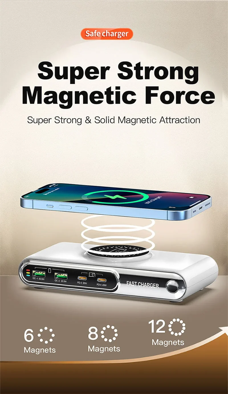 New 72W Multifunction Charger Wireless Charger 4-Port PD+QC USB Type-C Quick Charger Home Travel Office Convenient For Phone