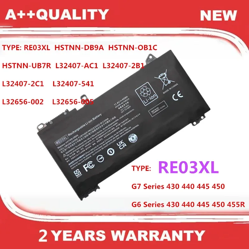 RE03XL Laptop Battery For Hp ProBook 430 440 445 450 G6 G7 Series ZHAN 66 Pro 13 14 15 G2 14 G3 Series